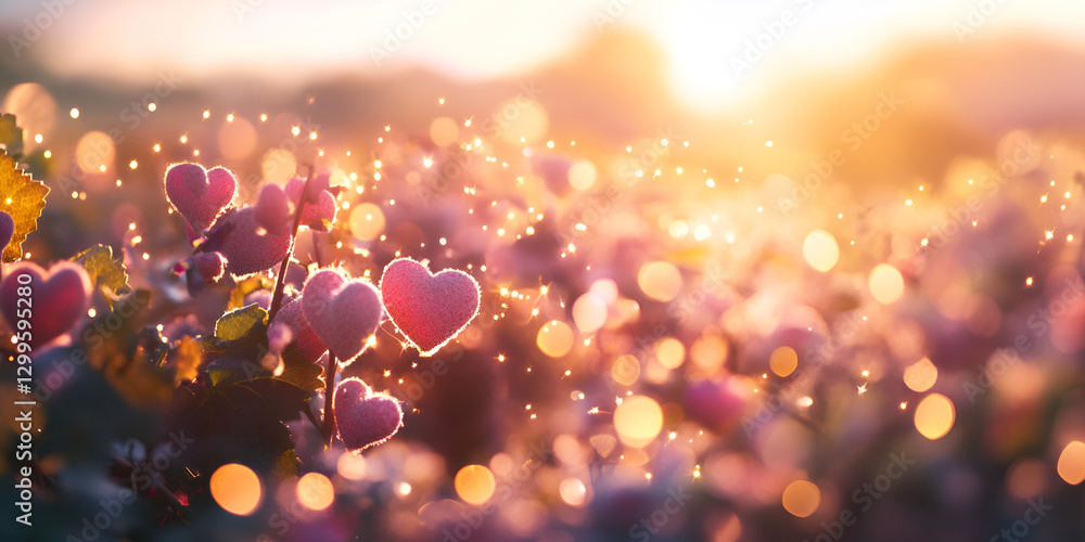 Golden Bokeh Sparkles with Heart Overlays for Romantic Backgrounds Golden Bokeh Sparkles with Heart Overlays for Romantic Backgrounds
