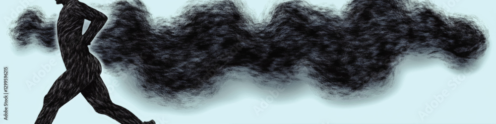 Dynamic Vector Art of Running Silhouette Amidst Abstract Smoke Trail Against Light Blue Background - Capturing Motion and Energy in Graphic Design Dynamic Vector Art of Running Silhouette Amidst Abstract Smoke Trail Against Light Blue Background - Capturing Motion and Energy in Graphic Design
