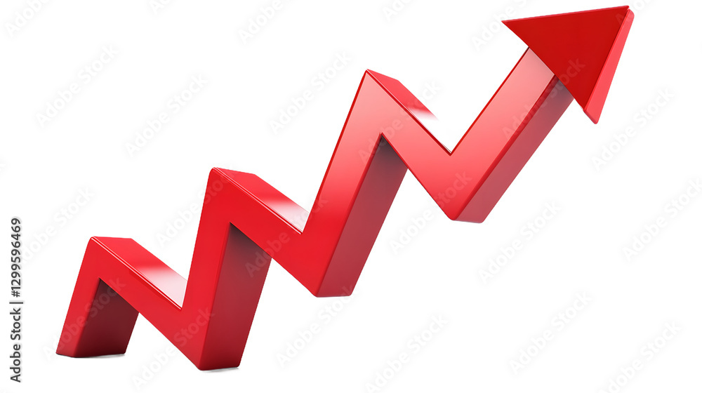 3D Red Zigzag Arrow Upward Trend Growth Success Business Chart Graphic 3D Red Zigzag Arrow Upward Trend Growth Success Business Chart Graphic