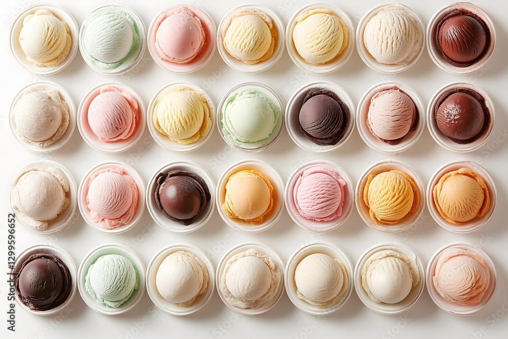 Indulgent Variety of Ice Cream Scoops - Colorful Summer Dessert Photography Indulgent Variety of Ice Cream Scoops - Colorful Summer Dessert Photography