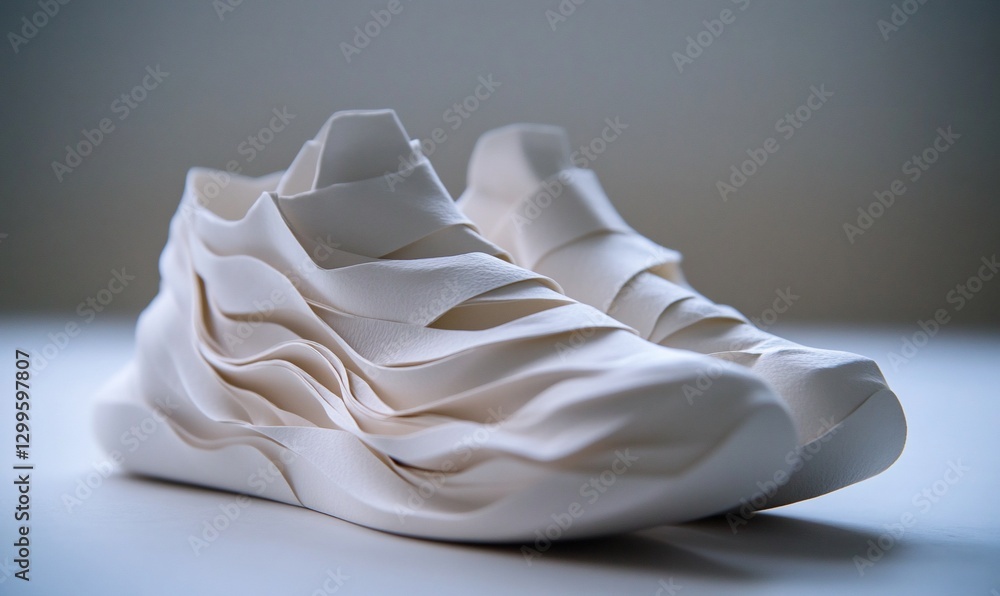 Unique and Stylish White Sneakers with a Modern and Abstract Design Unique and Stylish White Sneakers with a Modern and Abstract Design