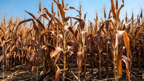 Dried cornfield signaling end of growing season