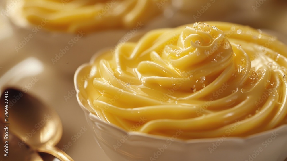 Pudding: A creamy, round dessert made with milk, sugar, and flavorings, commonly served in individual bowls or cups for a satisfying and sweet ending to any meal.
Pudding: A creamy, round dessert made with milk, sugar, and flavorings, commonly served in individual bowls or cups for a satisfying and sweet ending to any meal.