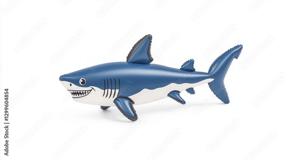 Fototapeta premium Inflatable Blue Shark Toy Summer Fun Beach Accessory Pool Party Ocean Animal