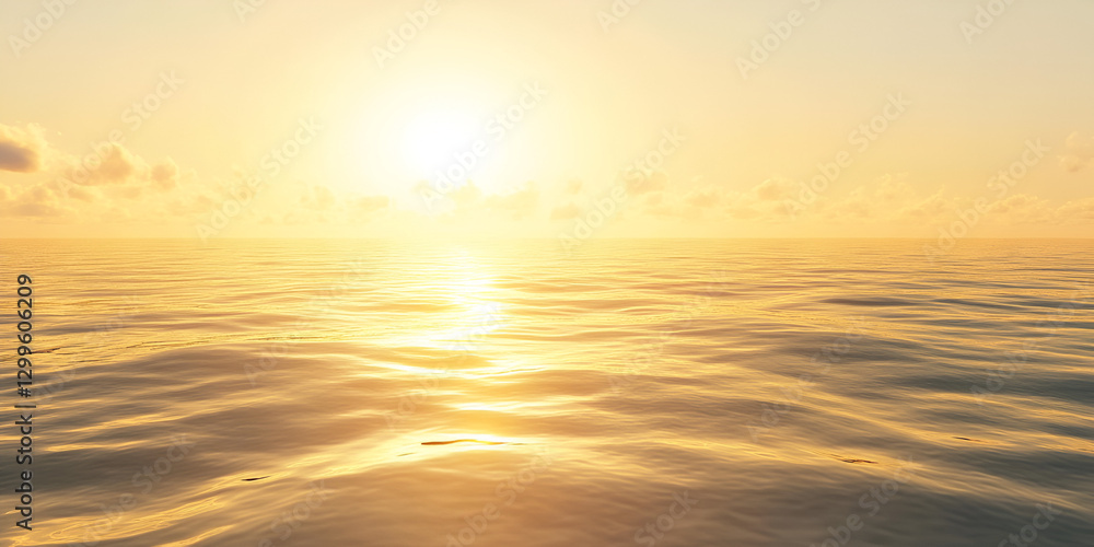 Golden Glow on a Quiet Ocean Horizon at Sunset for Serene Seascape Golden Glow on a Quiet Ocean Horizon at Sunset for Serene Seascape