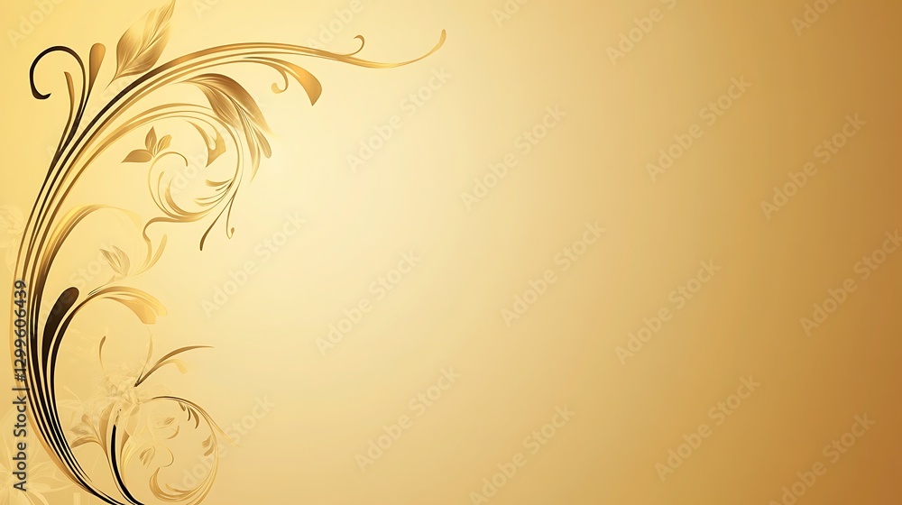 Golden Floral Design On A Beige Background Golden Floral Design On A Beige Background