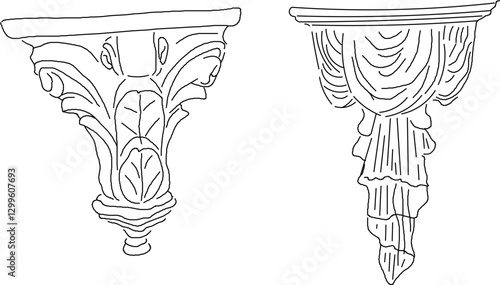 vector sketch illustration silhouette design ornament decoration cornice column classic vintage ethnic roman greek