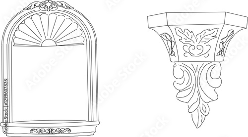 vector sketch illustration silhouette design ornament decoration cornice column classic vintage ethnic roman greek 