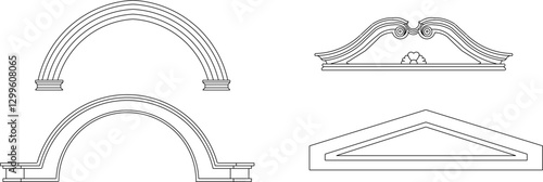 vector sketch illustration silhouette design decoration ornament cornice roof classic vintage ethnic roman greek