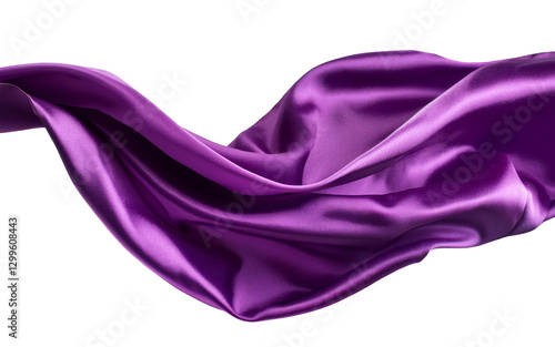 Luxury purple cloth fluttering, isolated on white background.