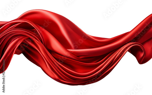 Luxurious red cloth fluttering, isolated on white background.
