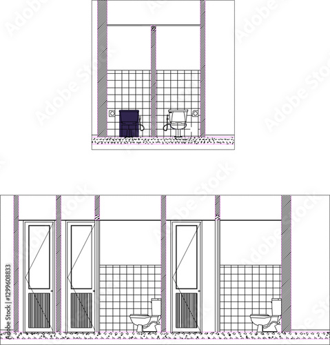 public bathroom design silhouette illustration vector sketch  