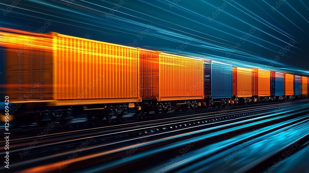 Fototapeta premium Fast Freight Train: Logistics, Transportation, and Global Trade