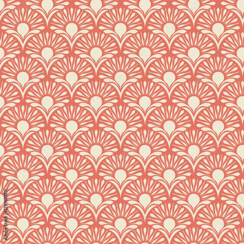 Art Nouveau Yellow and Blue Daisy Ogee Seamless Vector Repeat Pattern