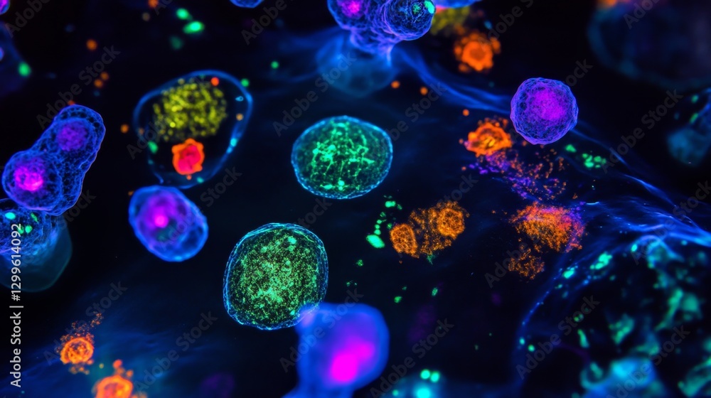 Illuminating immune cells a microscopic exploration of cellular activity in a laboratory environment Illuminating immune cells a microscopic exploration of cellular activity in a laboratory environment