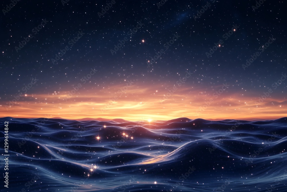 Mesmerizing Snowy Mountainous Landscape Under Glittering Starry Night Sky Mesmerizing Snowy Mountainous Landscape Under Glittering Starry Night Sky