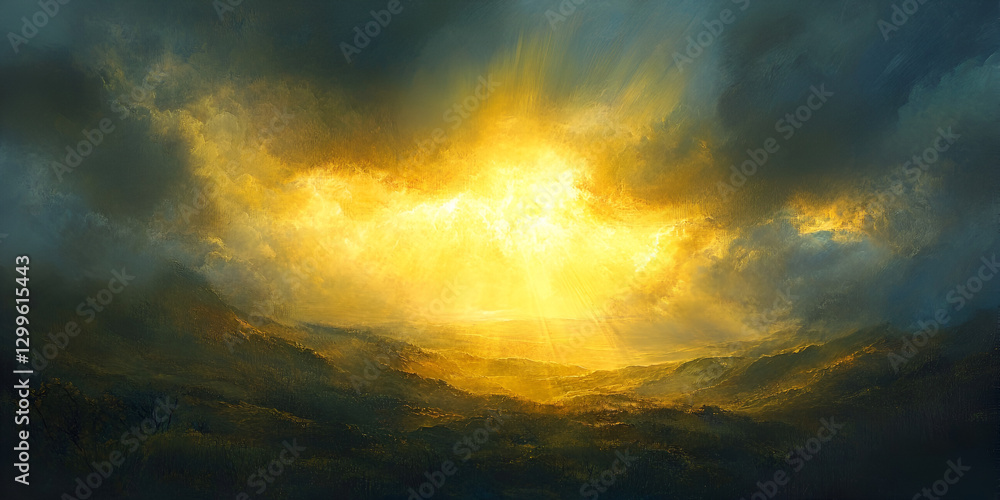 Golden Rays of Light Breaking Through Rain Clouds Golden Rays of Light Breaking Through Rain Clouds