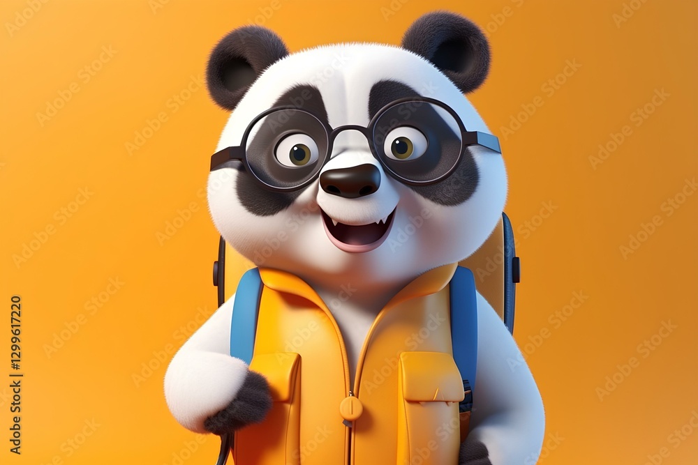 Fototapeta premium panda with a blank sign