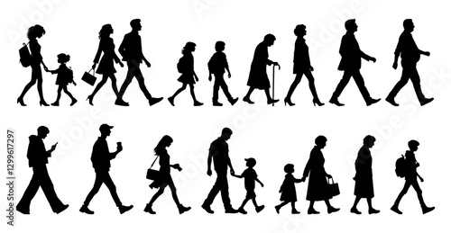 Vector illustration. Large set of silhouettes on a white background.