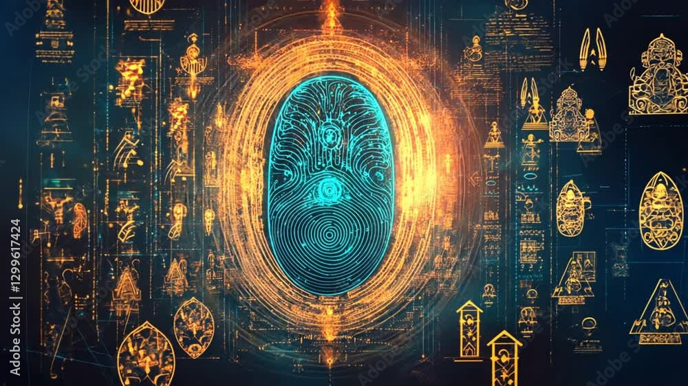 Golden Portal of Innovation: An intricate artwork showcases a glowing ...