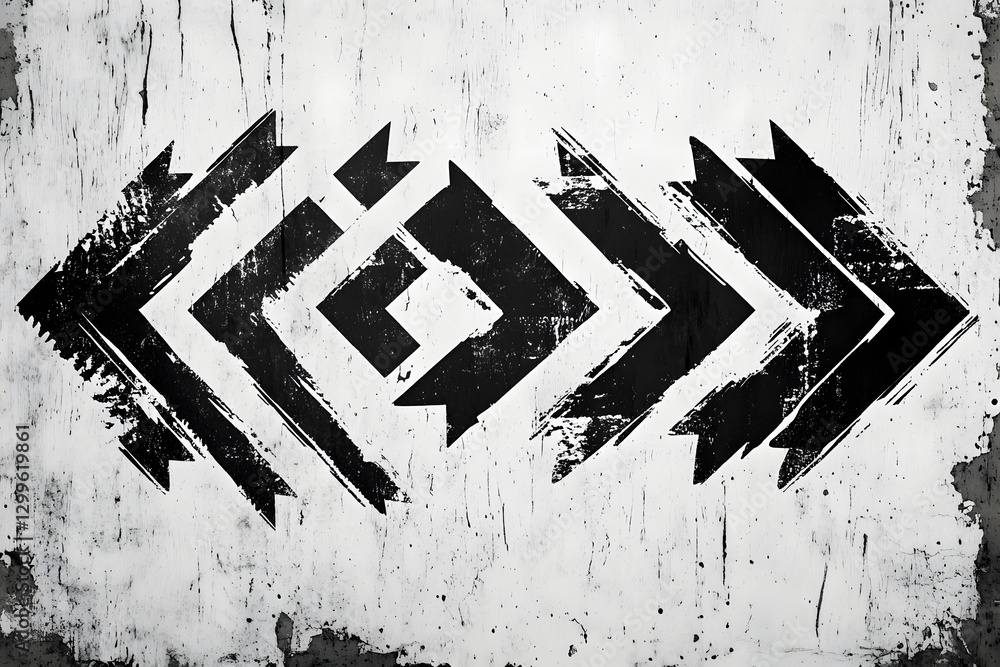 Obraz premium Abstract Monochrome Geometric Arrows Patterns on Grunge Textured Background