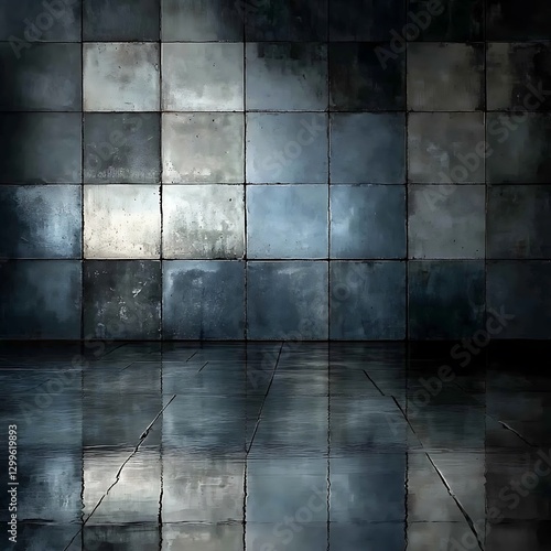 Dark Tile Room Interior Reflection photo