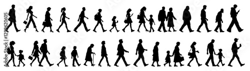 Vector illustration. Large set of silhouettes on a white background.