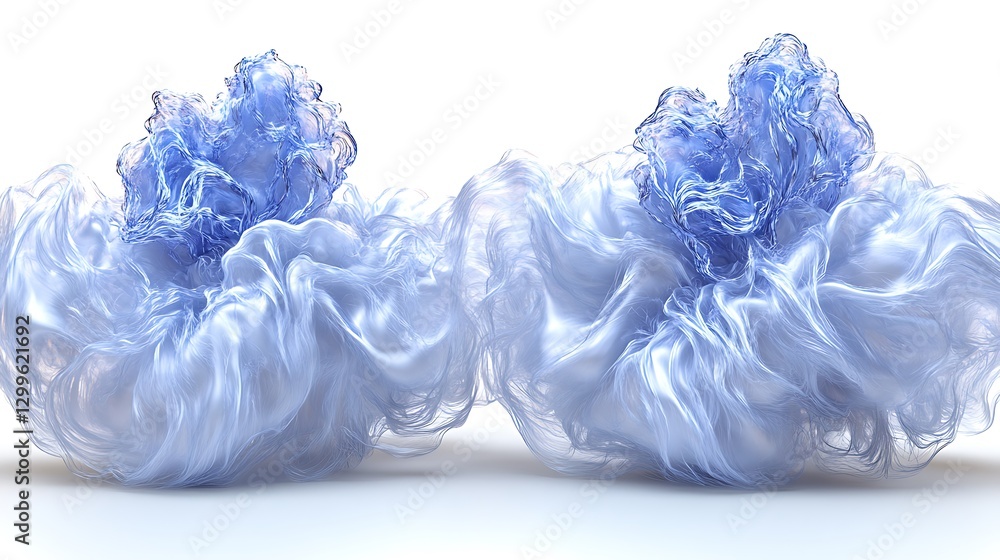 Fototapeta premium Abstract flowing forms design with translucent and glassy blue textures