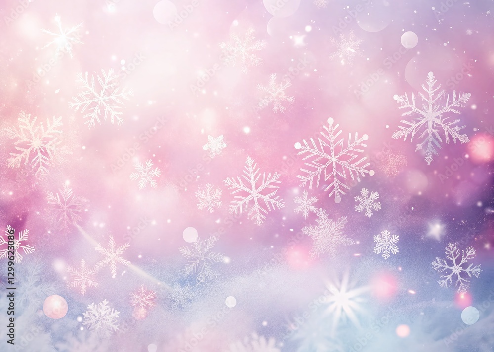 Minimal Pastel Pink Watercolor Snowflake Background with Copy Space - Perfect for Winter Holiday Designs Minimal Pastel Pink Watercolor Snowflake Background with Copy Space - Perfect for Winter Holiday Designs