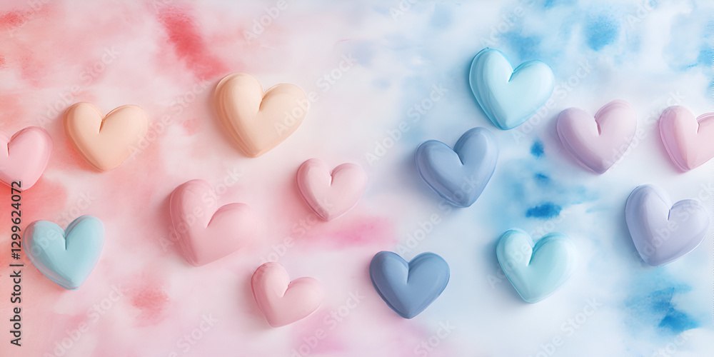 Gradient Pastel Hearts Floating on a Soft Dreamy Background Gradient Pastel Hearts Floating on a Soft Dreamy Background