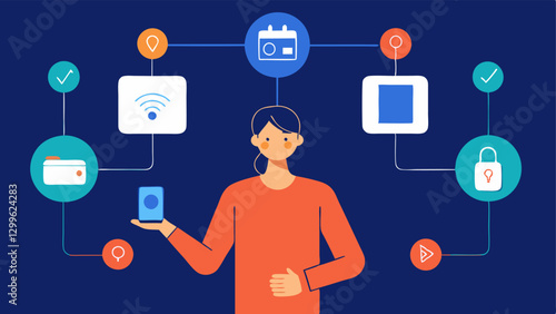 Smart Home Interaction A designer illustrating user scenarios where a voice interface controls various smart home devices showcasing interaction flows.