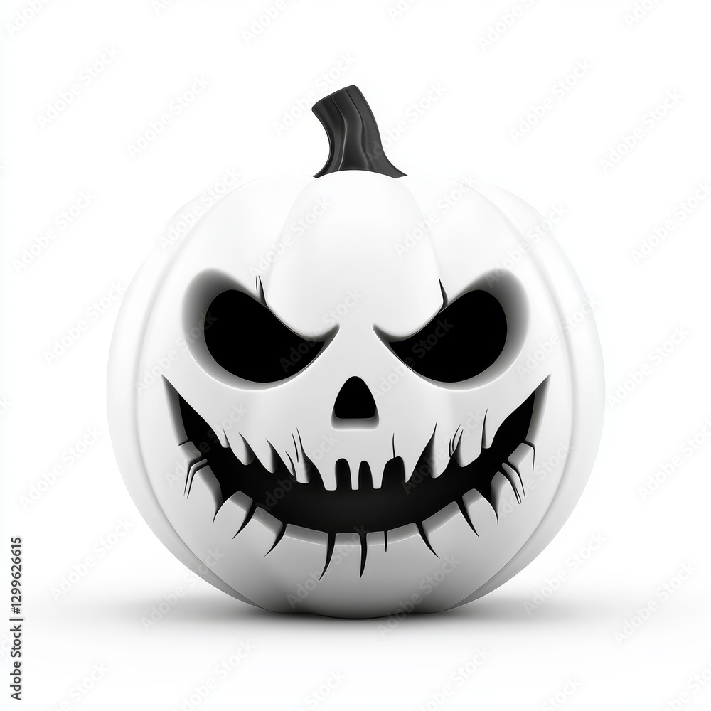 Naklejka premium Scary Halloween Pumpkin Isolated White Background
