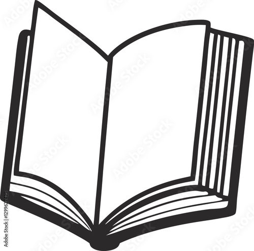 Illustration of an Open Book - Symbol of Reading, Open book silhouette vector isolated on white background, Knowledge, and Education.