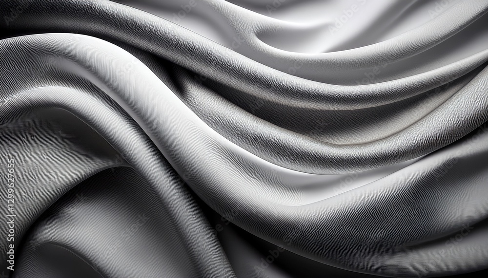 Fototapeta premium Gray white grainy background abstract silk fabric folds drapery backdrop design