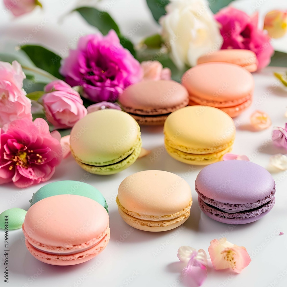 Rainbow Macarons with Flowers – Aesthetic and Elegant Dessert Rainbow Macarons with Flowers – Aesthetic and Elegant Dessert