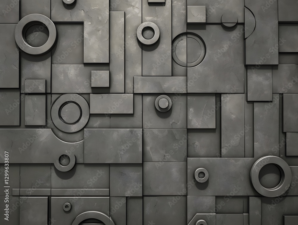 Obraz premium Striking Geometric Patterns in Monochrome Minimalist Architectural Backdrop