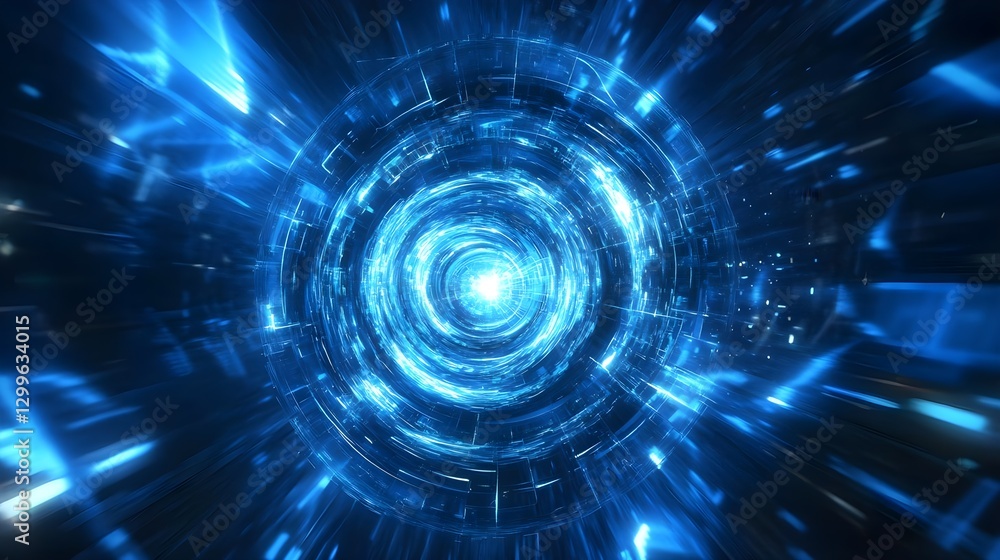 Fototapeta premium Exploring a Futuristic Energy Portal with Dynamic Light Reflections and Motion