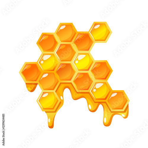 Vector cartoon picture of honeycomb structure isolated on white background.
