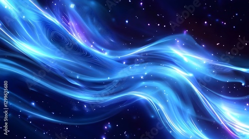 Swirling Blue Cosmic Waves: A Mystical Journey Through the Night Sky