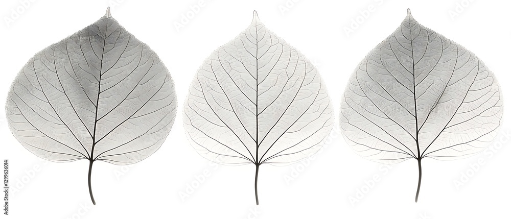 Obraz premium Elegant Leaves Arrangement of Botanical Elements in Monochrome Hues for Artistic Composition