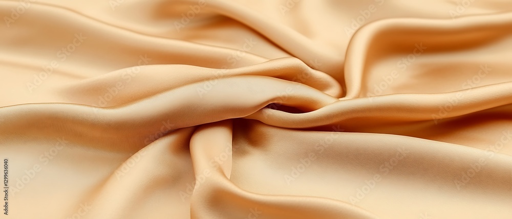 Fototapeta premium Elegant Silk Fabric Swirls in Soft Champagne Tones Luxurious Textile Design Abstract Pattern