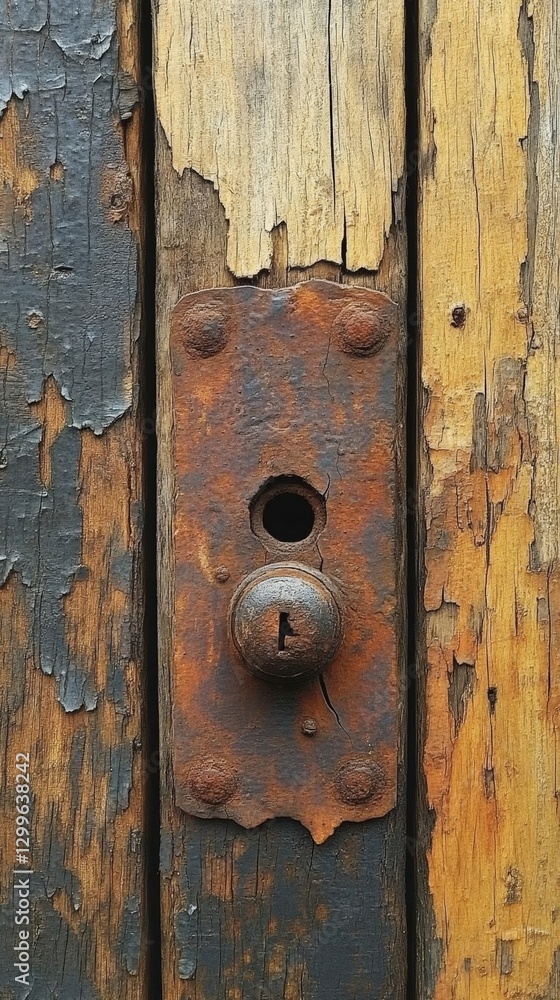 Rusty Metal Latch On Aged Wooden Door Rusty Metal Latch On Aged Wooden Door