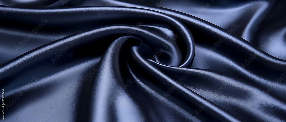 Fototapeta premium Smooth Dark Satin Fabric Flowing Gracefully Creating Swirls and Reflective Shadows in Elegant Style