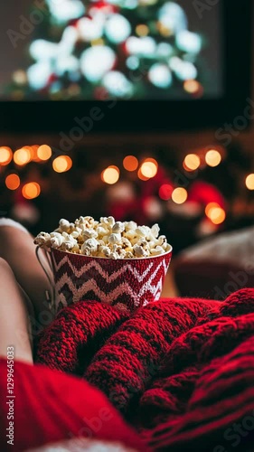 Wallpaper Mural Warm and cozy evening with popcorn by the fireplace during the holiday season Torontodigital.ca