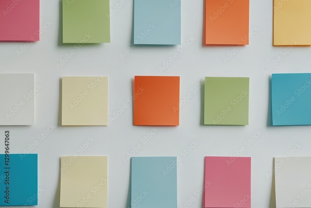 Colorful Sticky Notes Arranged on a Light Background Wall Design Colorful Sticky Notes Arranged on a Light Background Wall Design