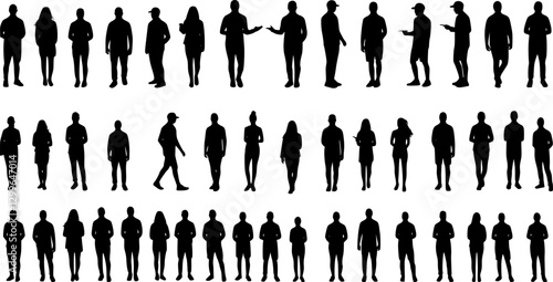 black silhouette people, vector collection, isolated
