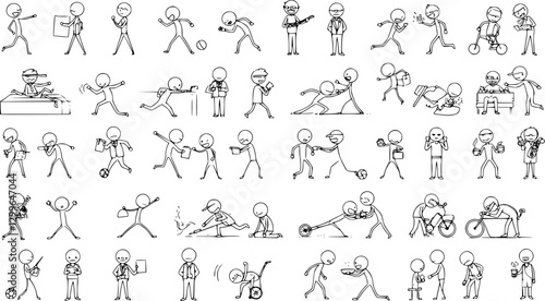 set of stick figures, different people vector
