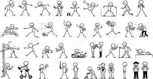 set of stick figures, different people vector
