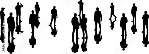 people top view with shadow set silhouette on white background vector
