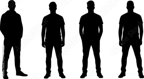 men black silhouette, isolated, vector
